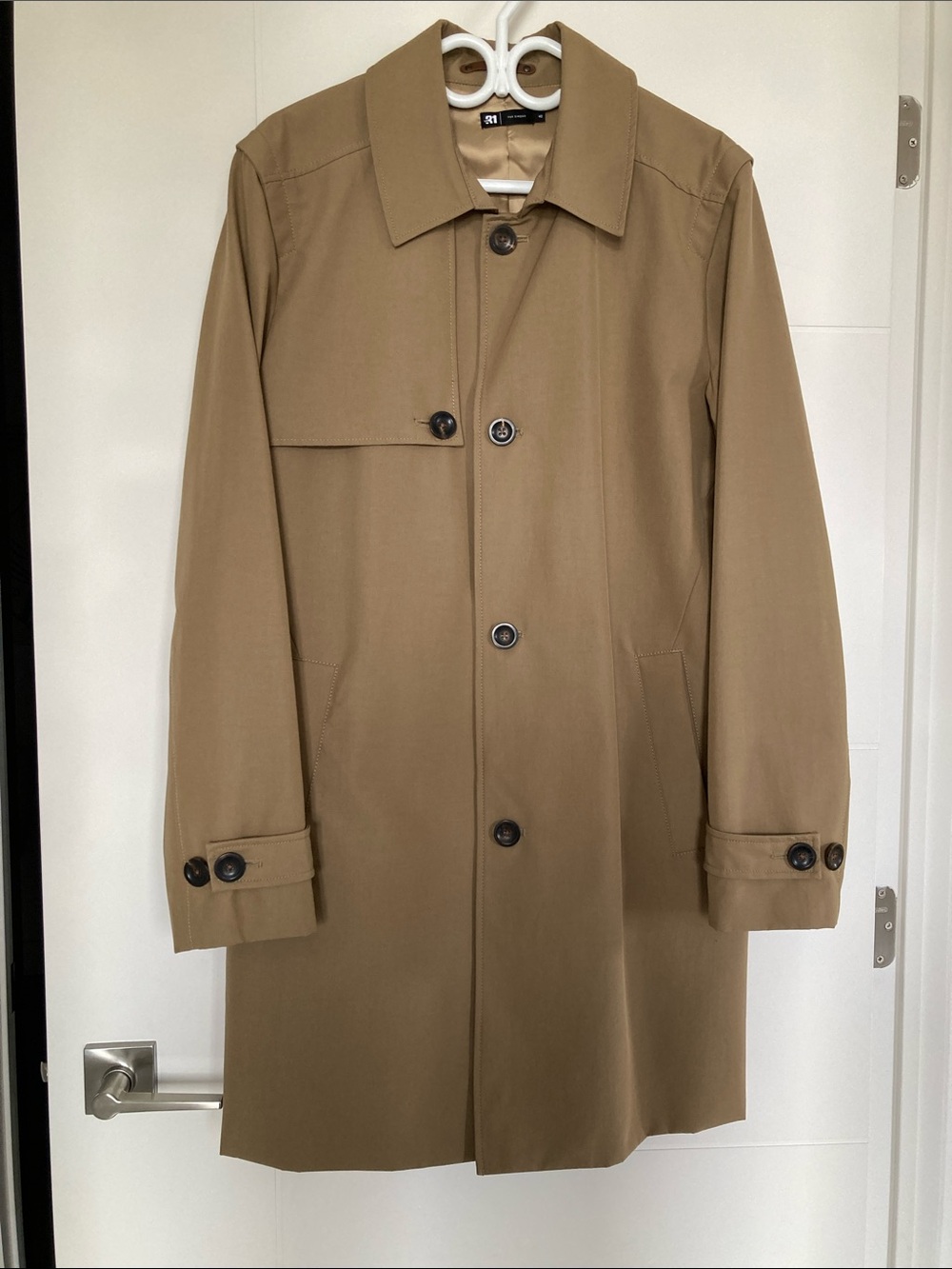 Simons Men's Khaki Single-Breasted Trench Coat